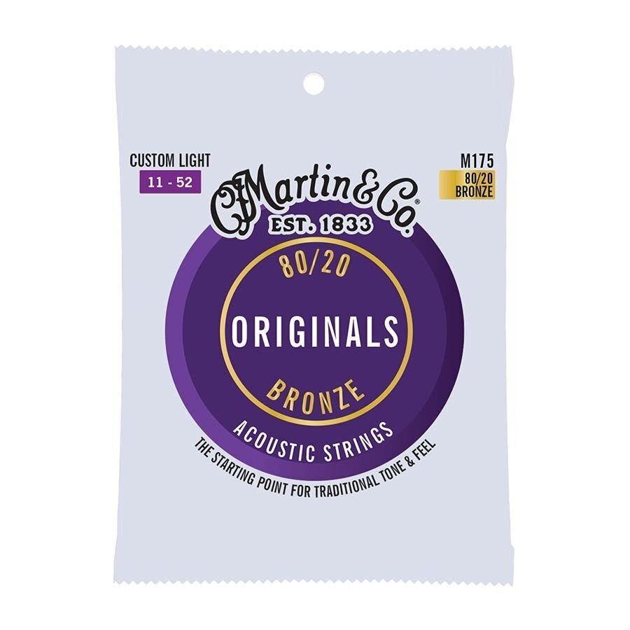 Martin M-175 Traditional Series String Set 80/20 Bronze .011-.052 Martin M-175 Traditional Series String Set 80/20 Bronze .011-.052