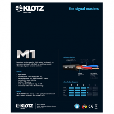 KLOTZ M1FM1N1000-M1 (10m) PROFESIONAL MICROPHONE CABLE 3