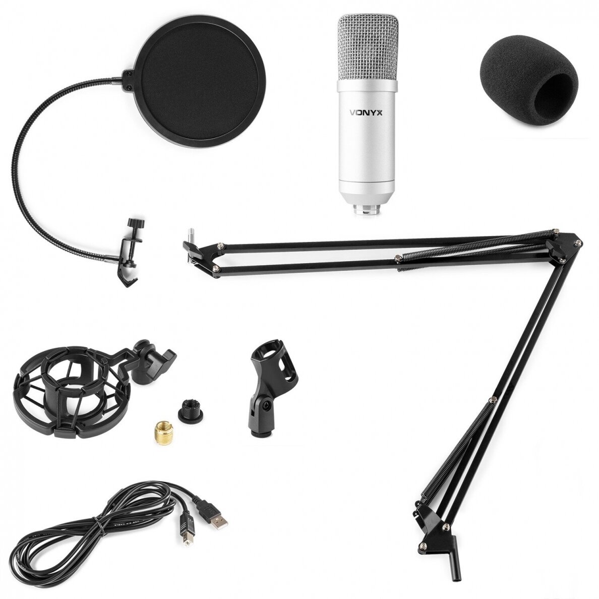 VONYX CMS300S STUDIO MICROPHONE SET USB 173.514 SILVER 1 VONYX CMS300S STUDIO MICROPHONE SET USB 173.514 SILVER 1