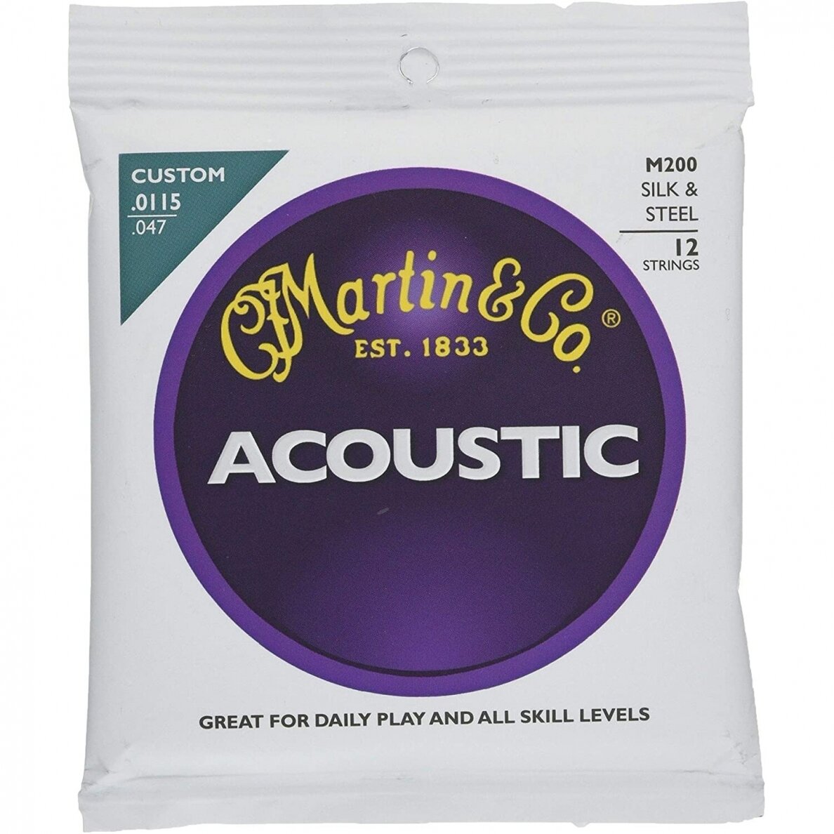 STYGŲ KOMPLEKTAS 12-STYGEI GITARAI MARTIN M-200 SILK & STEEL EXTRA LIGHT