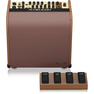 TC HELICON HARMONY V60 60 Watt 2-Channel Acoustic Amplifier with Vocal Processing, Looper, Tannoy Dual Concentric Speaker and 4-Button Footswitch