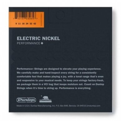 STYGOS ELEKTRINEI GITARAI DUNLOP DEN-0942 Electric - Nickel Wound - Extra Light - 6-String Set 1