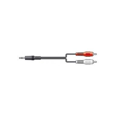 Tronios Audio lead, 3.5mm stereo plug - 2 x RCA phono plugs, 2.5m, bulk 104.801