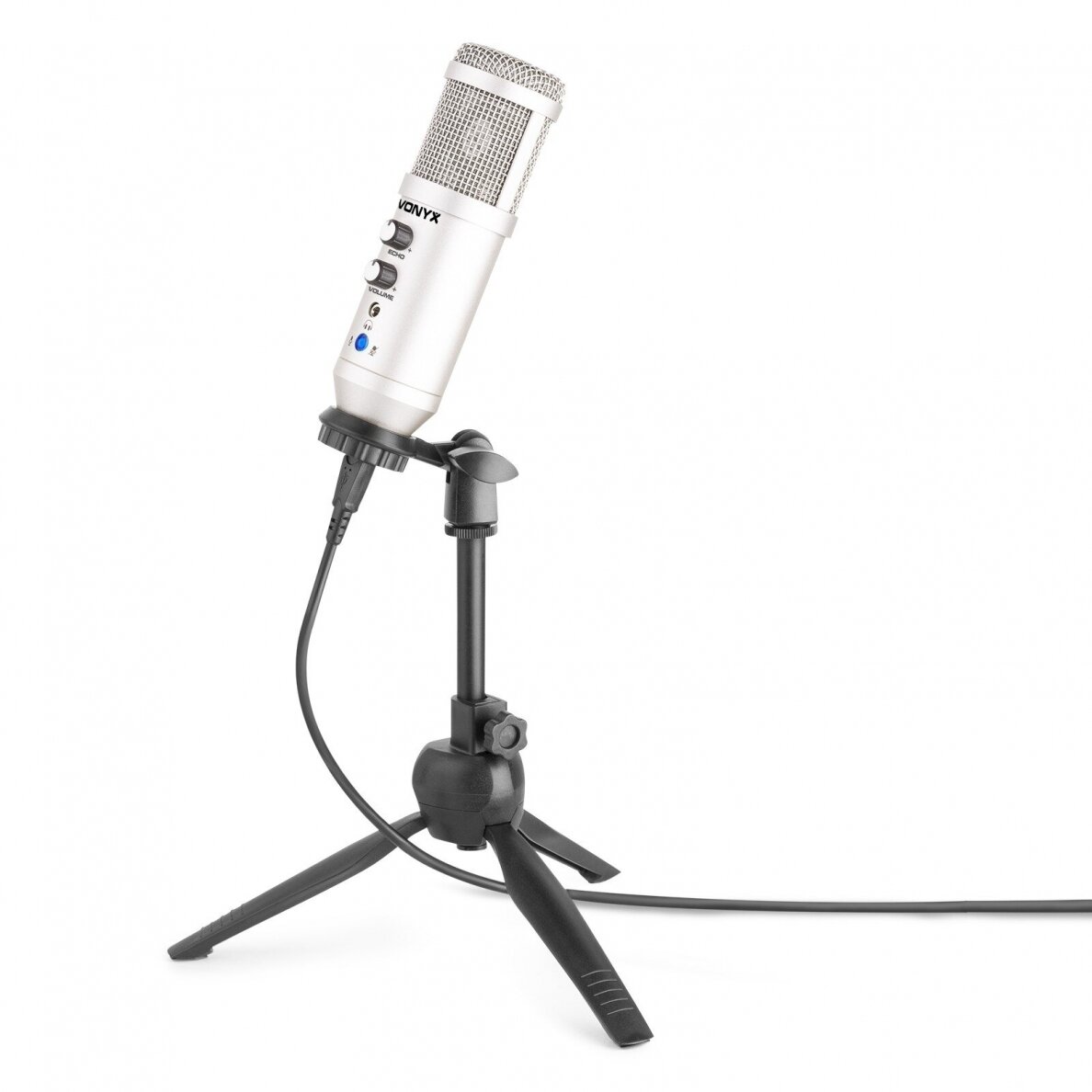 USB MIKROFONAS SU PRIEDAIS VONYX CM320S 173.552 SIDABRINIS 1