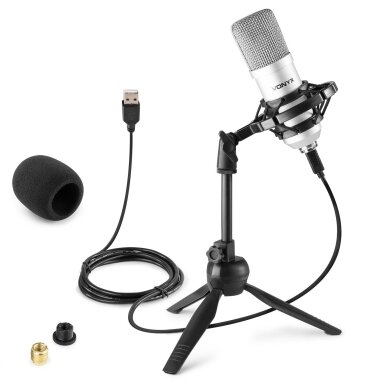 USB MIKROFONAS SU PRIEDAIS VONYX CM300S 173.508 SIDABRINIS