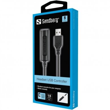 SANDBERG HEADSET USB CONTROLLER 1,5M (134-17) HEADSET CONVERTER FOR COMPUTER 2