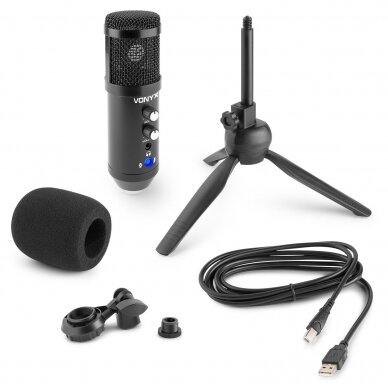 USB MIKROFONAS SU PRIEDAIS VONYX CM320B 173.550 JUODAS USB MIKROFONAS SU PRIEDAIS VONYX CM320B 173.550 JUODAS
