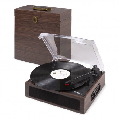 FENTON RP-170D RECORD PLAYER WITH RECORD STORAGE CASE DARK WOOD 102.166