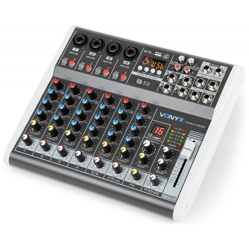 Vonyx VMM-K802 8-Channel Music Mixer with DSP 172.590 1 Vonyx VMM-K802 8-Channel Music Mixer with DSP 172.590 1