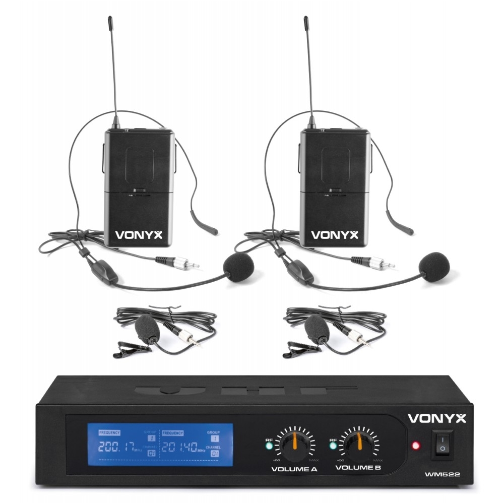 Vonyx WM522B VHF 2-Channel Microphone Set with 2 Bodypacks 179.235 Vonyx WM522B VHF 2-Channel Microphone Set with 2 Bodypacks 179.235
