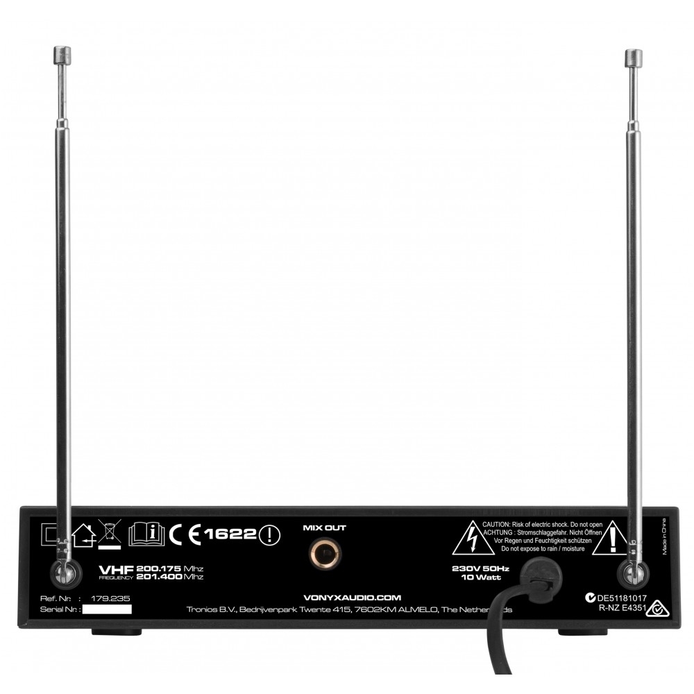 Vonyx WM522B VHF 2-Channel Microphone Set with 2 Bodypacks 179.235 2