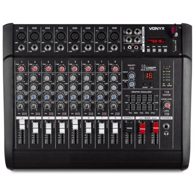 Vonyx AM8A 8-Channel Mixer with Amplifier DSP/BT/SD/USB/MP3 172.574 Vonyx AM8A 8-Channel Mixer with Amplifier DSP/BT/SD/USB/MP3 172.574