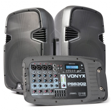 Vonyx PSS302 Portable Sound Set 10" SD/USB/MP3/BT with Stands 170.118