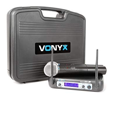 Vonyx WM512 2-Channel VHF Wireless Microphone System with Handhelds and Display 179.226
