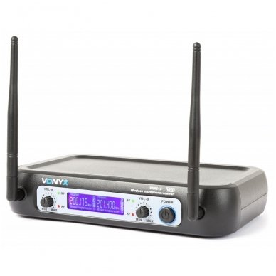 Vonyx WM512C 2-Channel VHF Wireless Microphone System Combi with Handheld, Bodypack and Display 1 Vonyx WM512C 2-Channel VHF Wireless Microphone System Combi with Handheld, Bodypack and Display 1
