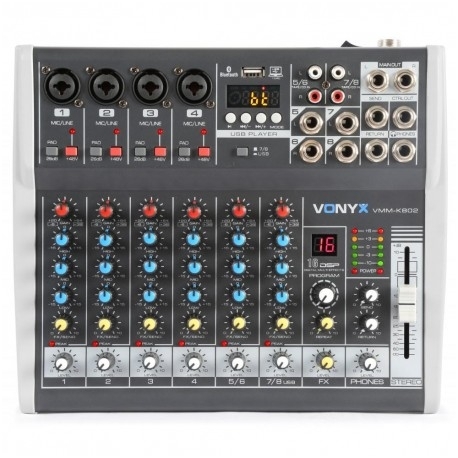 Vonyx VMM-K802 8-Channel Music Mixer with DSP 172.590 Vonyx VMM-K802 8-Channel Music Mixer with DSP 172.590